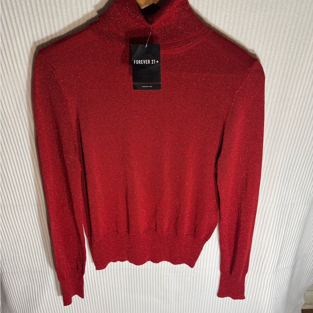 Forever 21 Shimmering Red Turtleneck Sweater